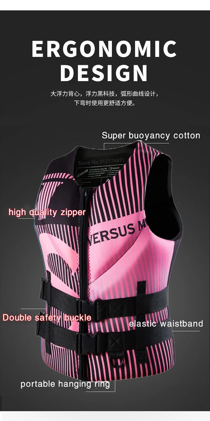 Vabena Pro Buoyancy Life Jacket for Water Sports & Rescue
