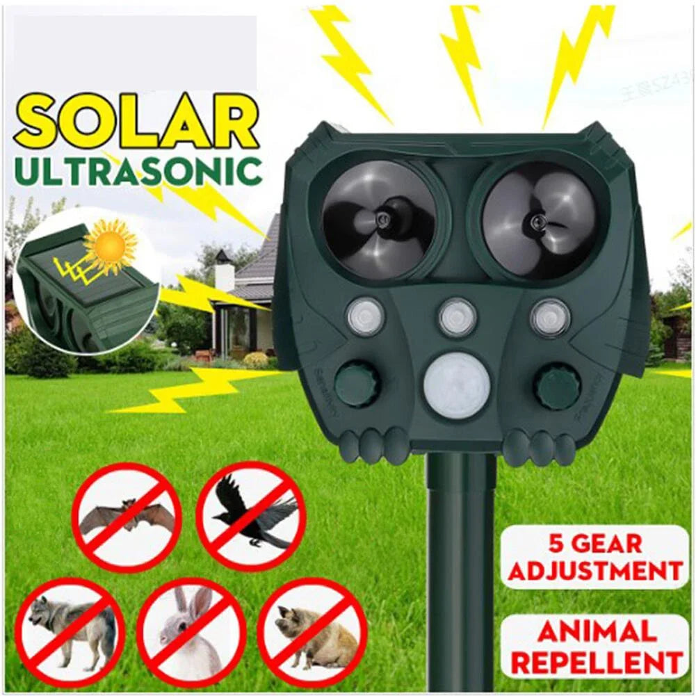 Solar Powered Ultrasonic Animal Repeller | Garden & Yard Deterrent