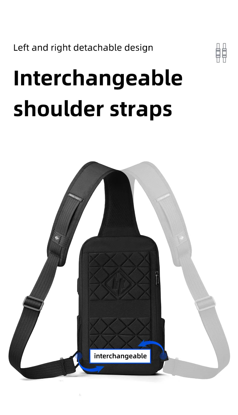 HK Anti-theft Men's Crossbody Bag | Waterproof USB Charging Sling Satchel