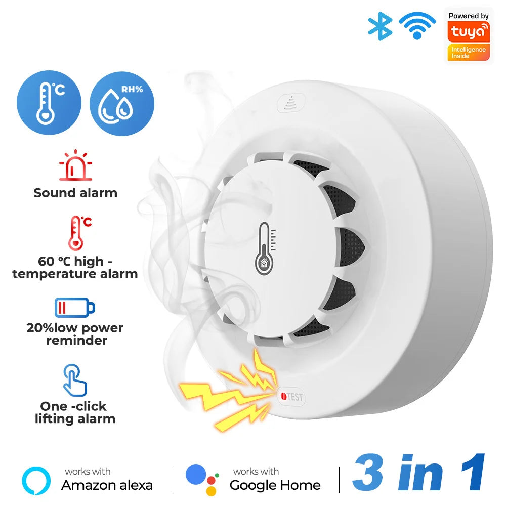 Tuya Smart WiFi & Bluetooth Smoke Detector with Temp & Humidity