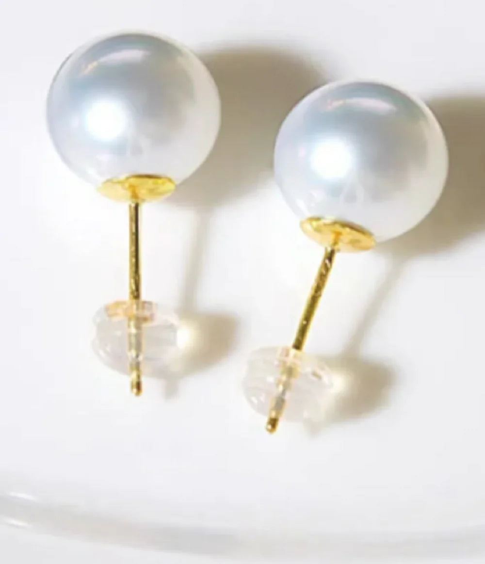 AAAA+ Akoya Pearl & 14K Gold Stud Earrings - Timeless Elegance
