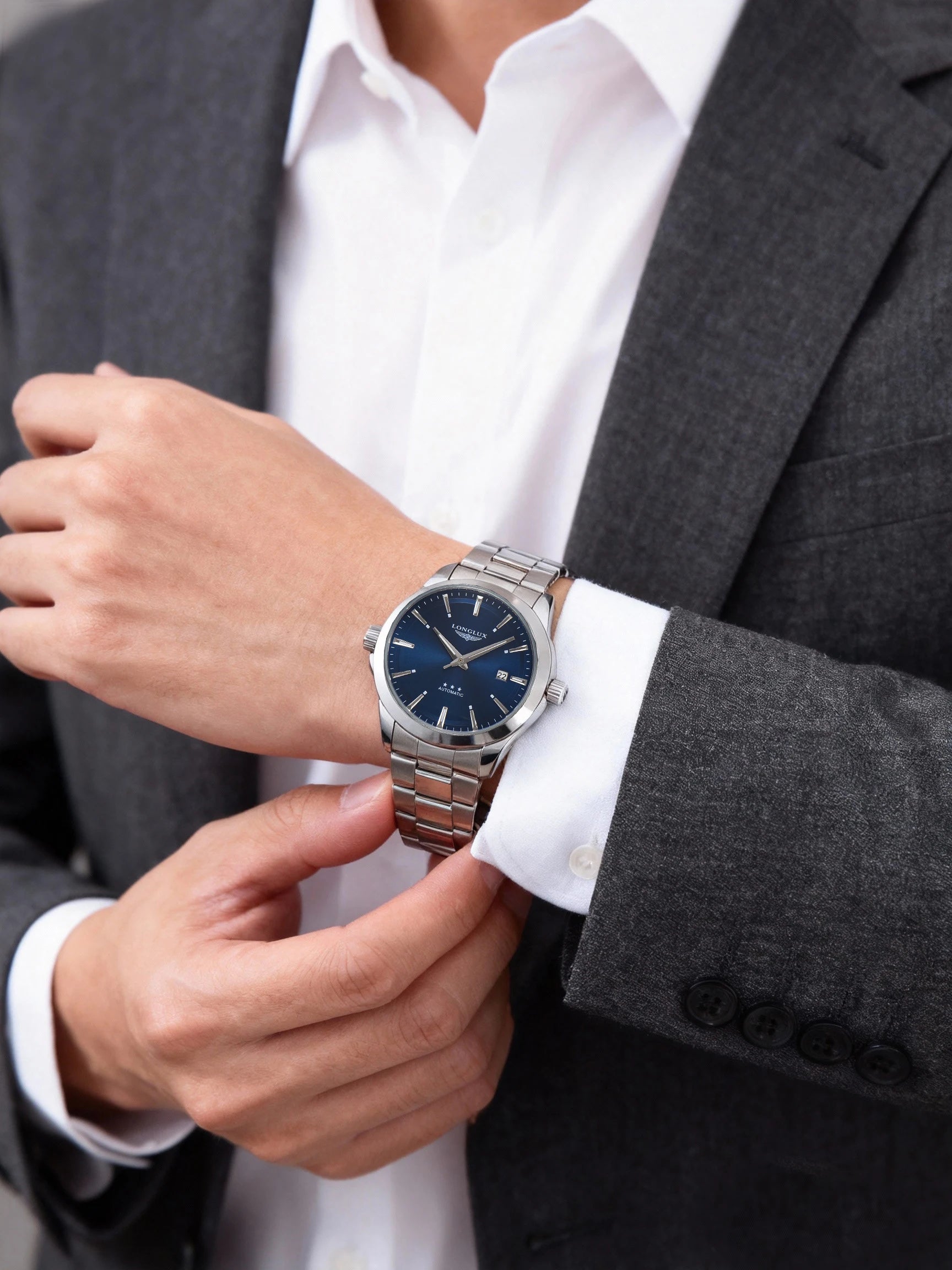 Men's Automatic Watch | Mechanical Business Date Stainless Steel Luminous Waterproof