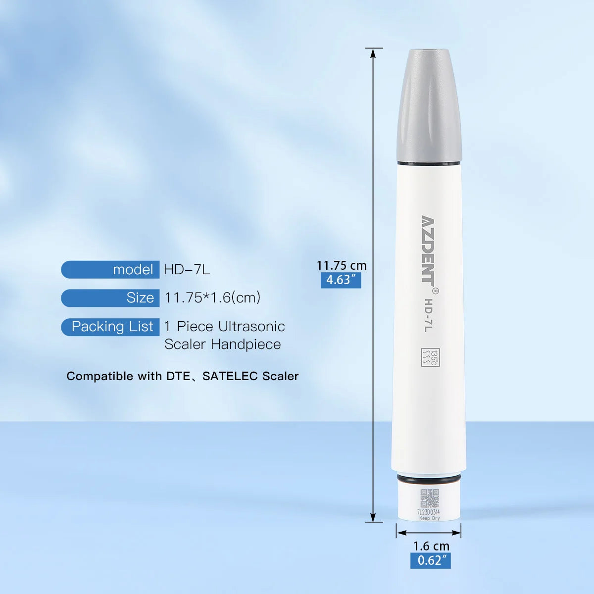 AZDENT Dental Ultrasonic Piezo Scaler Handpiece – 135° Sterilizable, Compatible with SATELEC, DTE, WOODPECKER, EMS, VRN