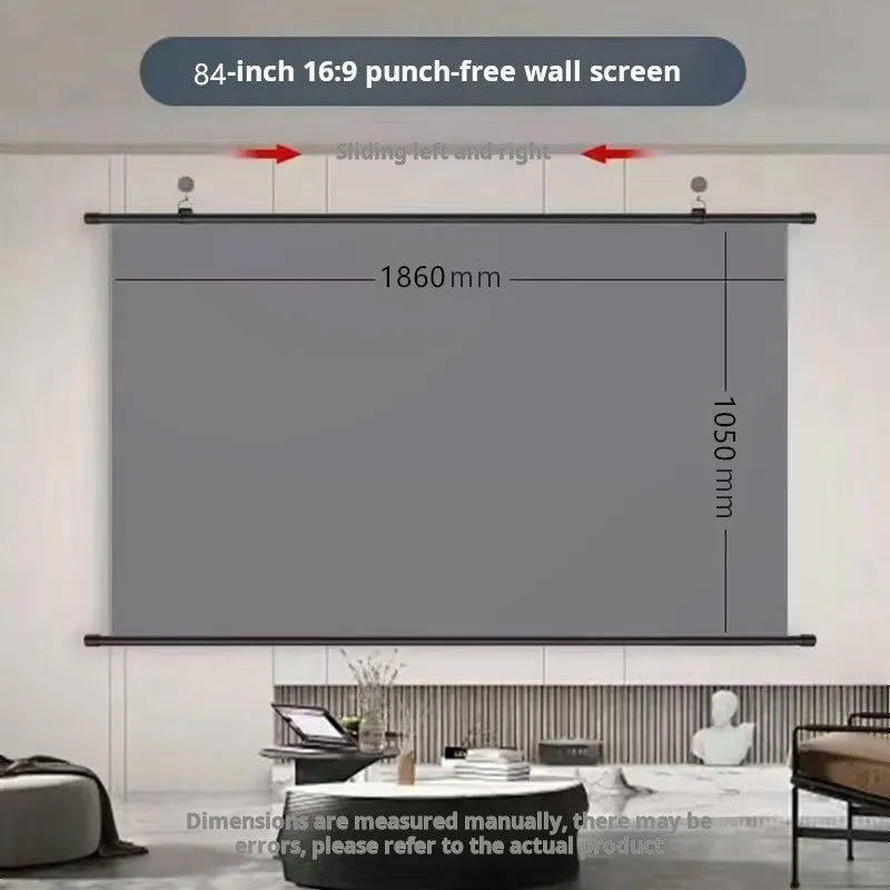 XIAOHUI Anti-light HD Projector Screen 16:9 - No-hole Wall Mount - Home Theater (60-133in)