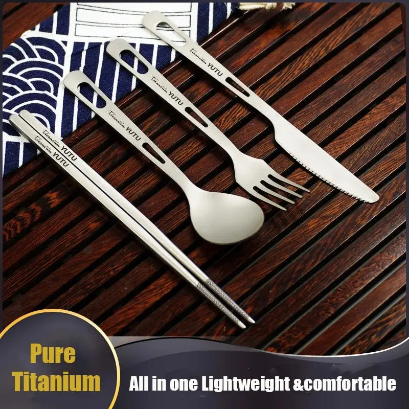 Titanium Tableware Set - Outdoor Camping Travel Utensil Kit