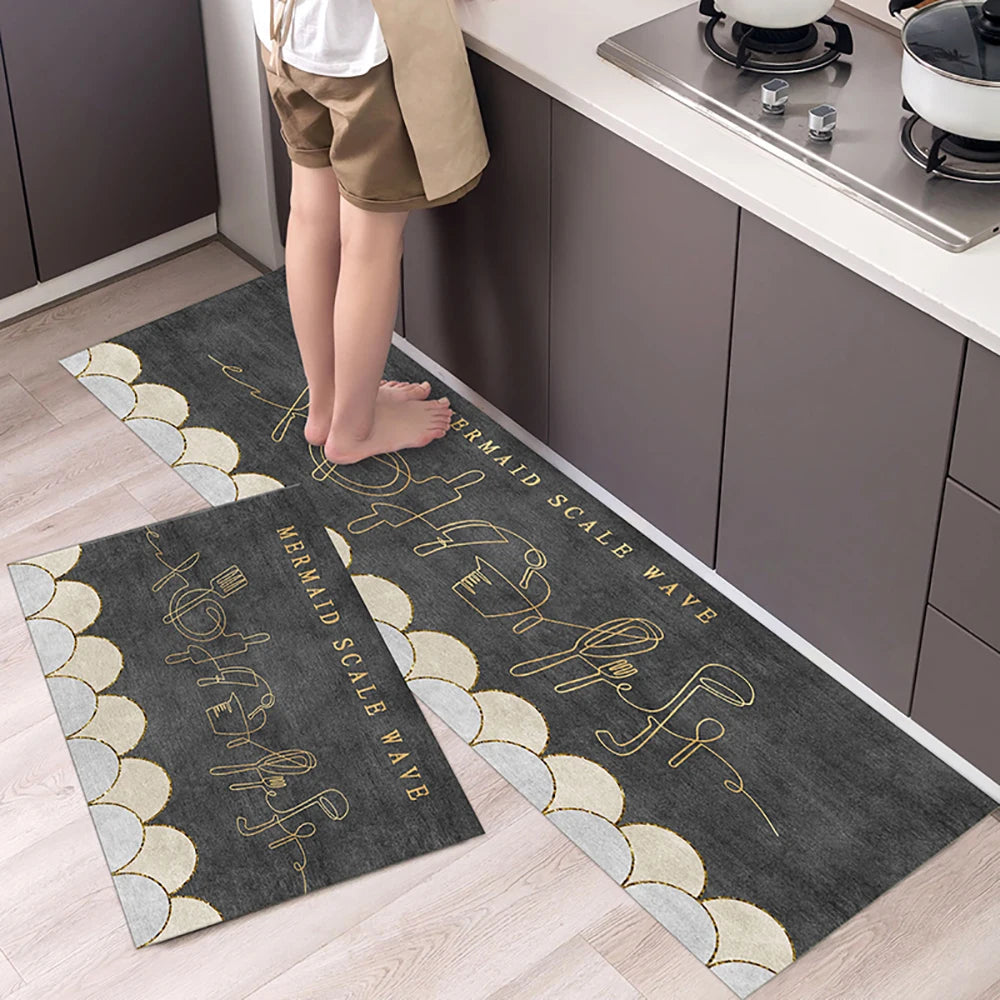 Non-Slip Crystal Velvet Kitchen Mat & Rugs for Living Room, Bedroom & Entryway