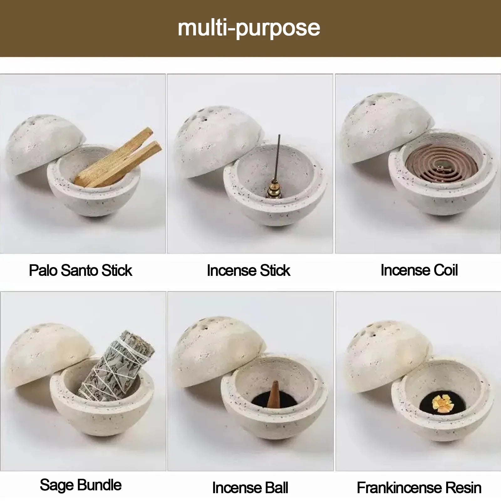 Travertine Marble Incense Burner | Spherical Aromatherapy Zen Decor