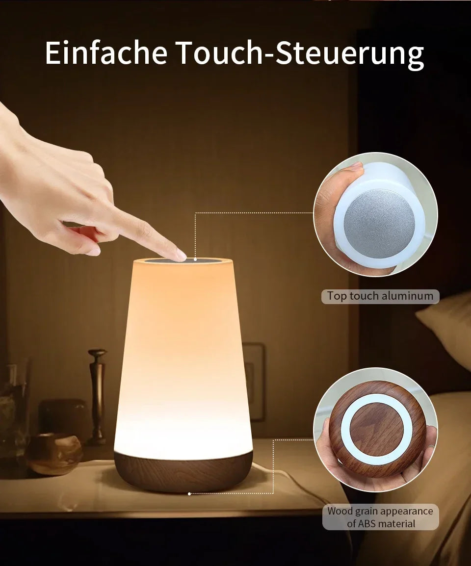 TUYA WiFi Smart LED Touch Bedside Lamp - Dimmable Night Light with USB, Alexa, Google Home