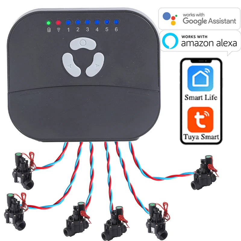 6-Zone Smart WiFi Garden Irrigation Timer & Tuya Controller