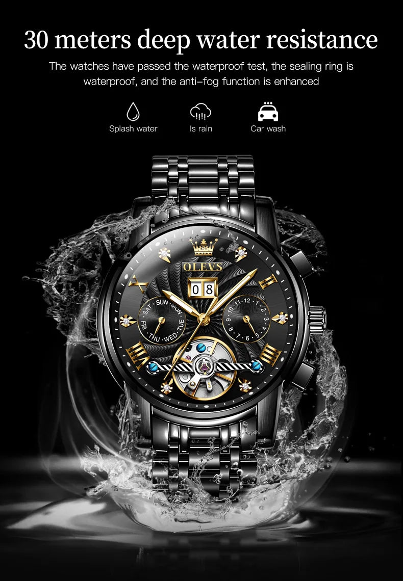 OLEVS Classic Men's Tourbillon Automatic Multi-function High-End Watch