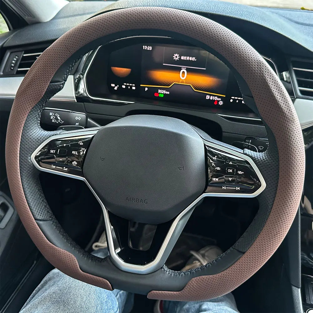 Universal Non-slip Leather Steering Wheel Cover 36-38cm