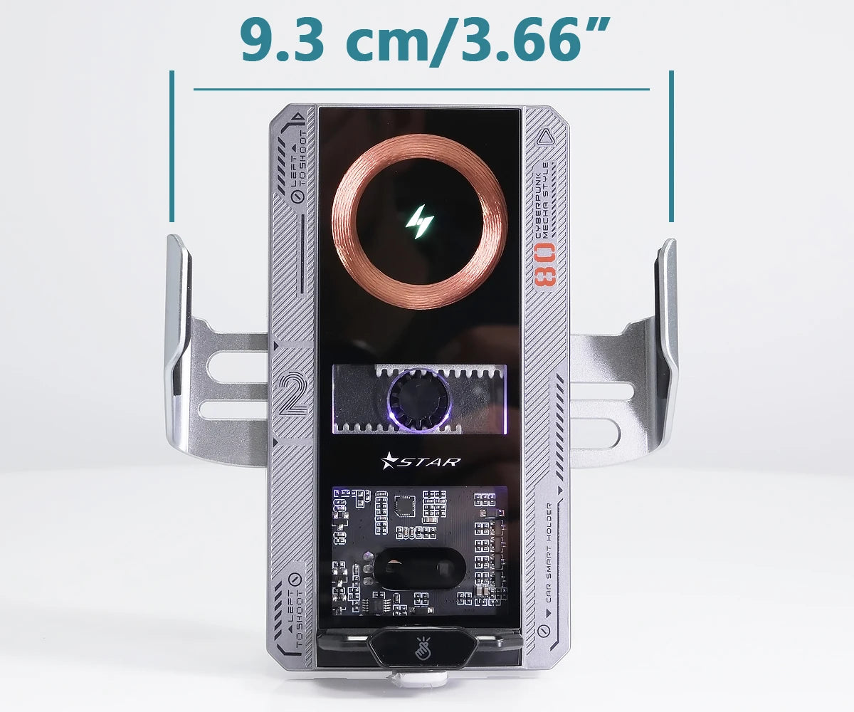 Smart Sensing Car Phone Mount | 15W Wireless & 66W Fast Charging Auto Clamping Holder