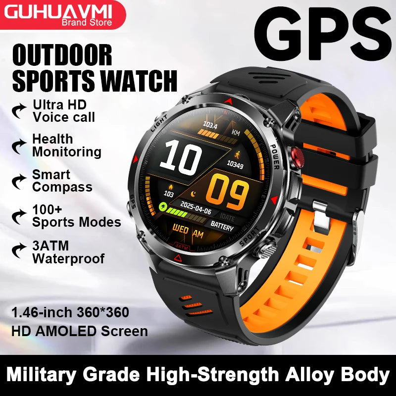 Vabena 2025 GPS Map Smartwatch | Navigation & Fitness for Men & Women