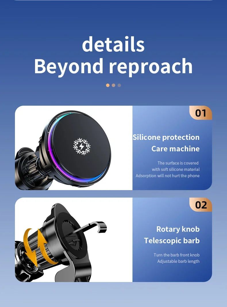 VIKEFON 15W Ice Cooling Magnetic Wireless Car Charger Fast