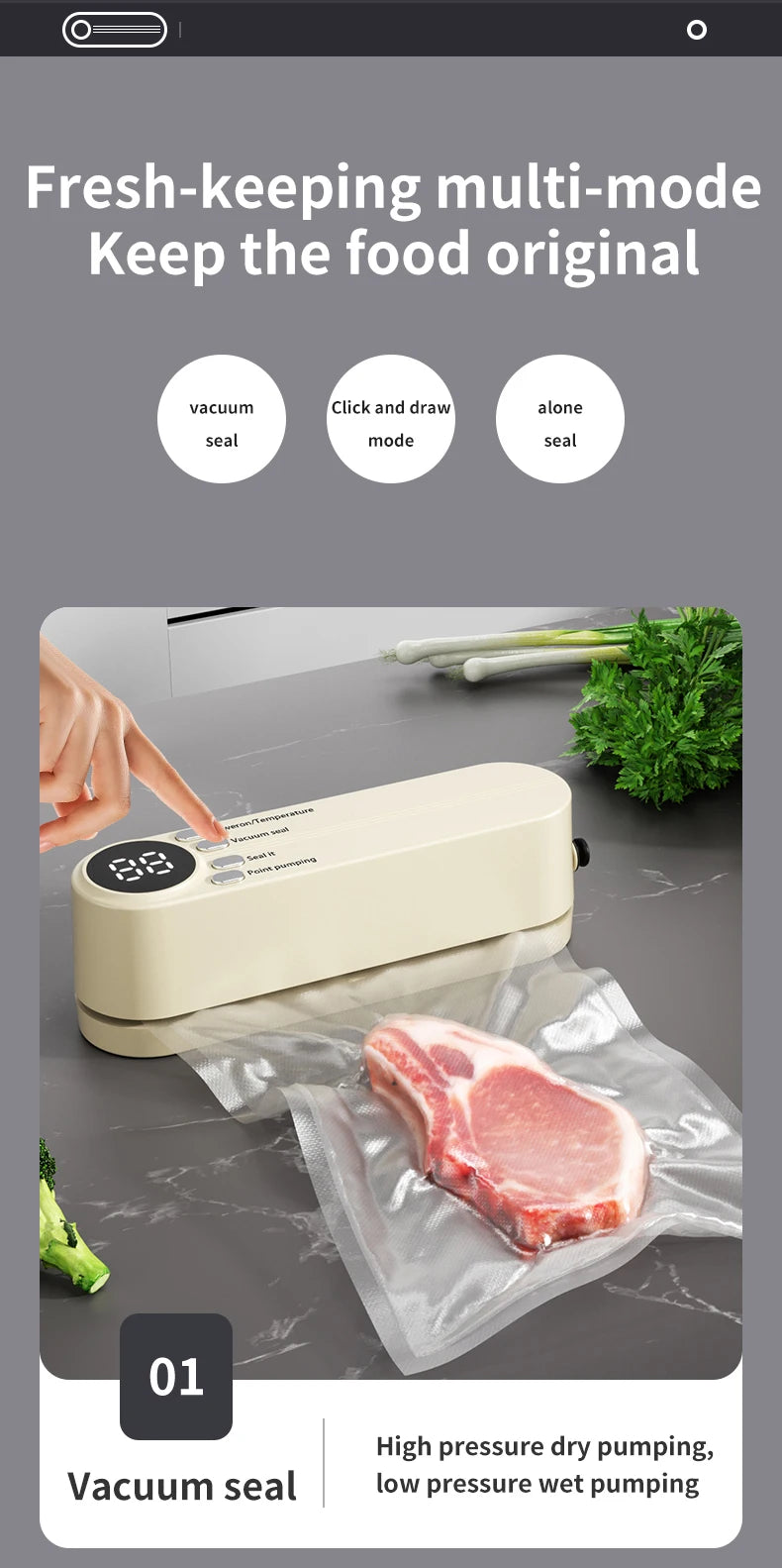 Mini Wireless Automatic Vacuum Sealer for Food Preservation | Freshness Keeper