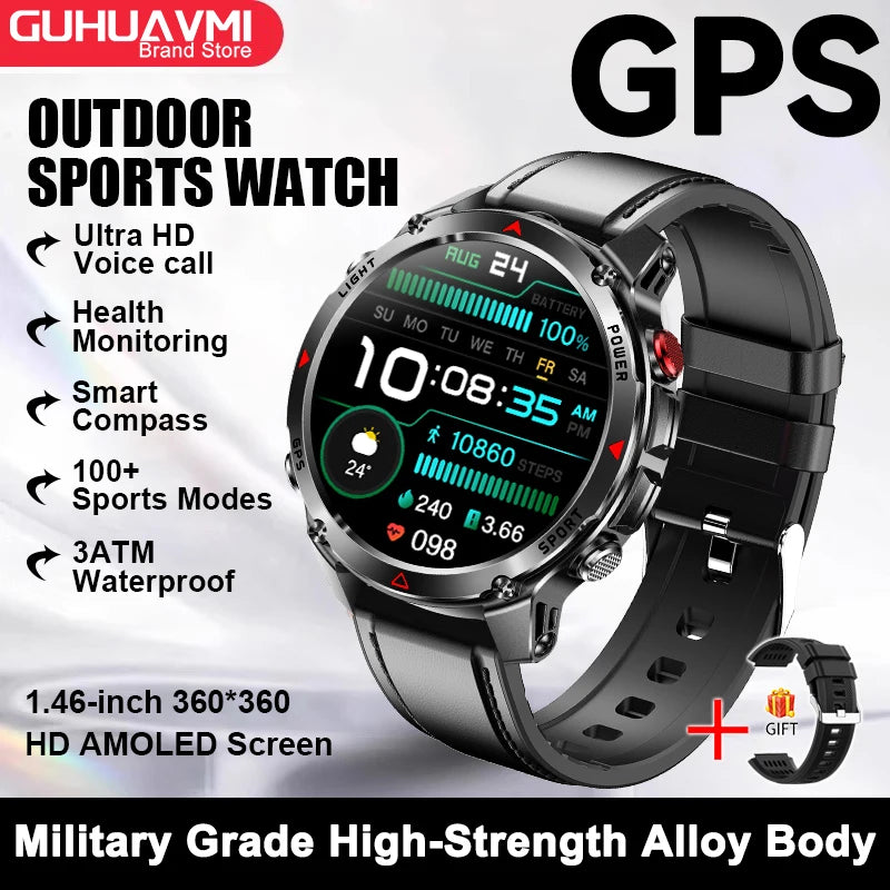 Vabena 2025 GPS Map Smartwatch | Navigation & Fitness for Men & Women