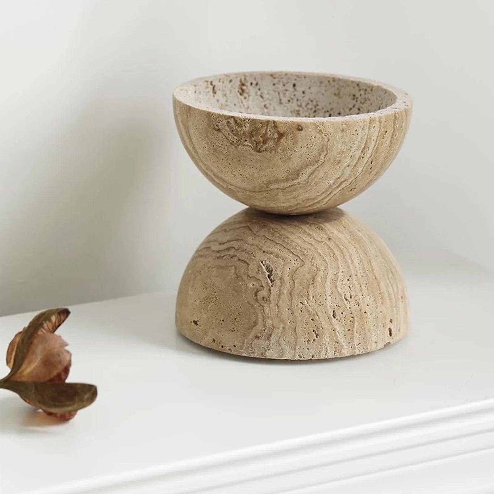 Travertine Marble Incense Burner | Spherical Aromatherapy Zen Decor