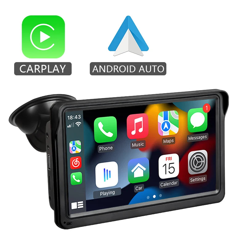 Hippcron 7inch Wireless CarPlay Android Auto Portable Car Radio