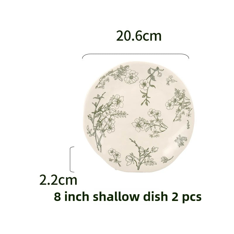 SOLECASA Floral Porcelain Dinnerware Set - Green Design