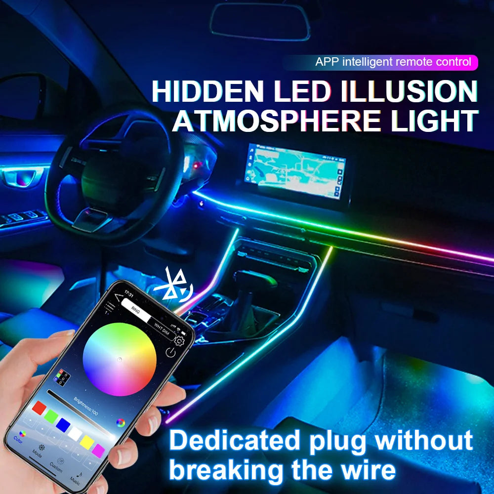 RGB LED Car Ambient Light Kit - APP Control Streamer Atmosphere Lamp