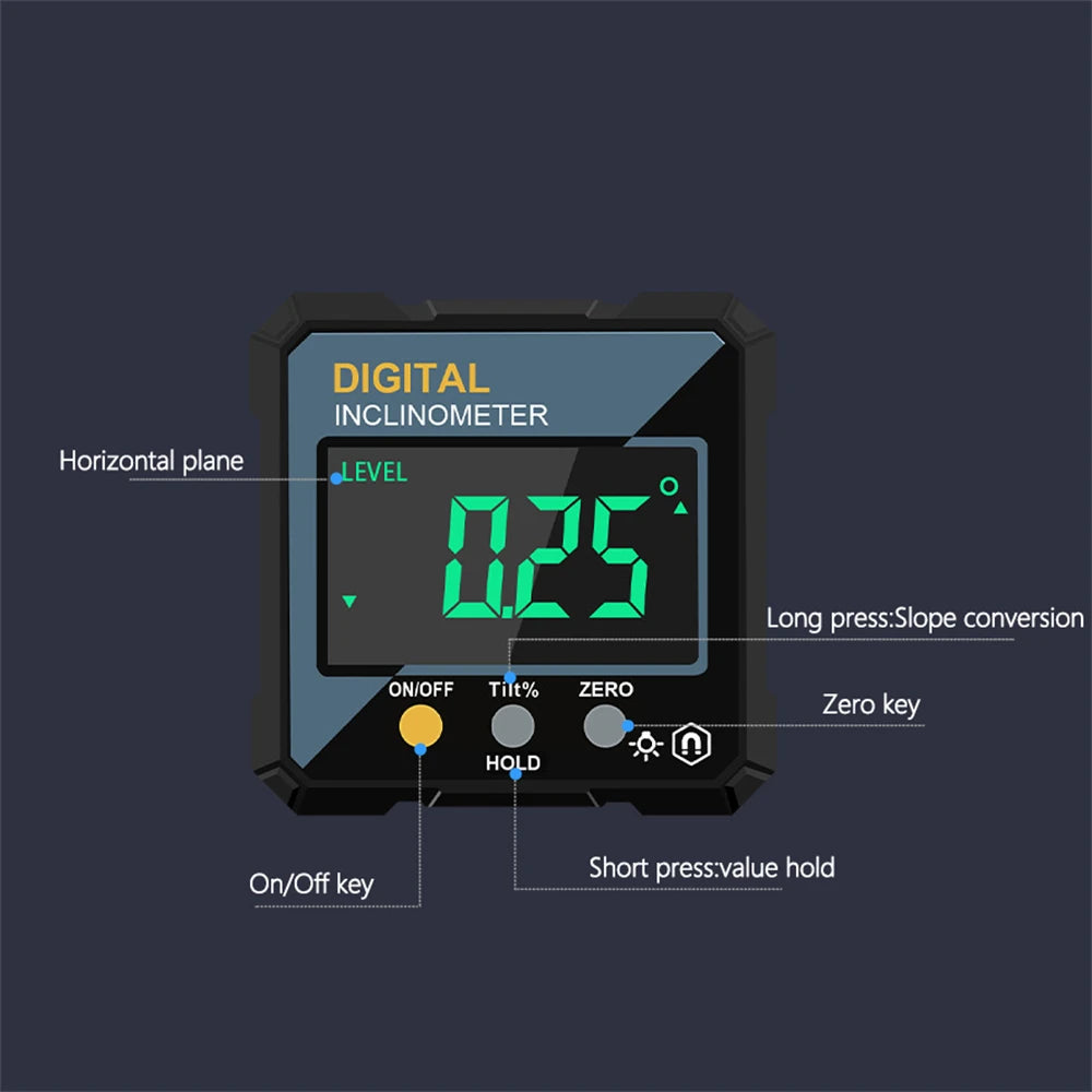 Vabena 4-Sided Magnetic Dual Laser Digital Inclinometer | Woodworking Angle Finder