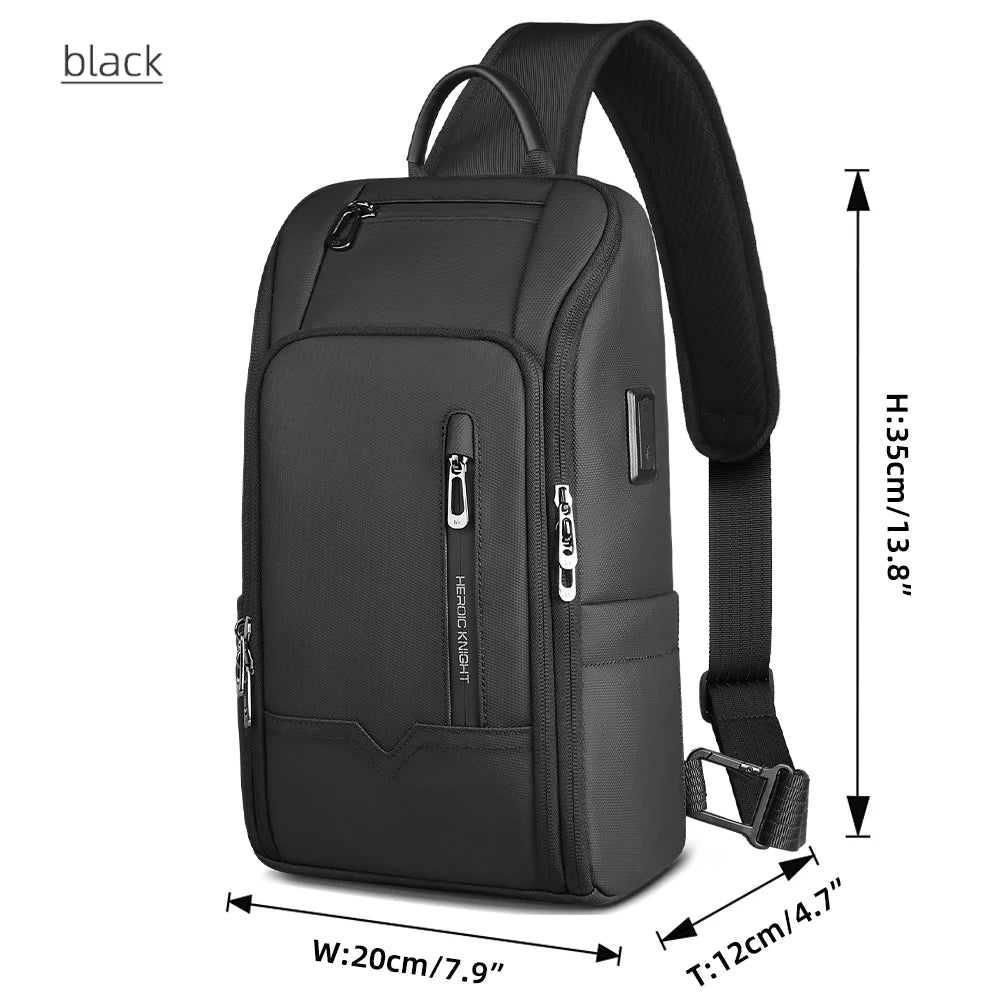 HK Anti-Theft Men's Shoulder Bag | Waterproof USB Chest Sling