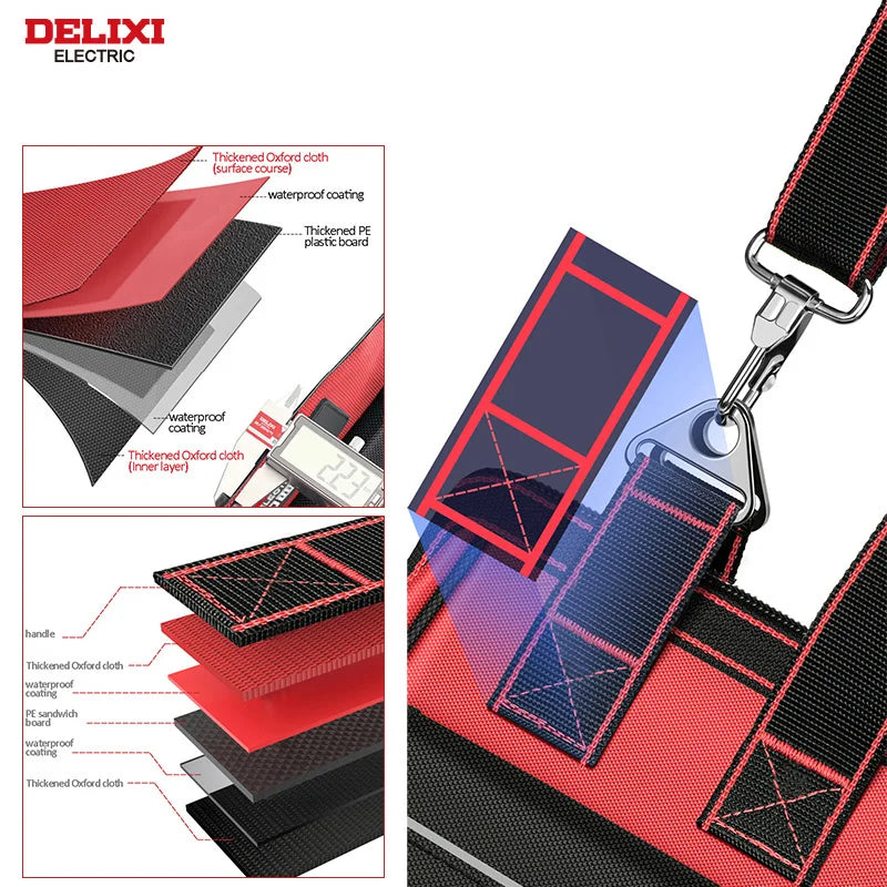 DELIXI ELECTRIC Multifunctional Waterproof Tool Bag - Durable Professional Storage