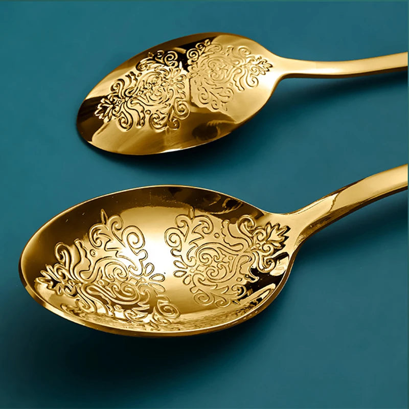 Luxury Vintage Gold Silverware Set | 16/24 Piece Dining Collection