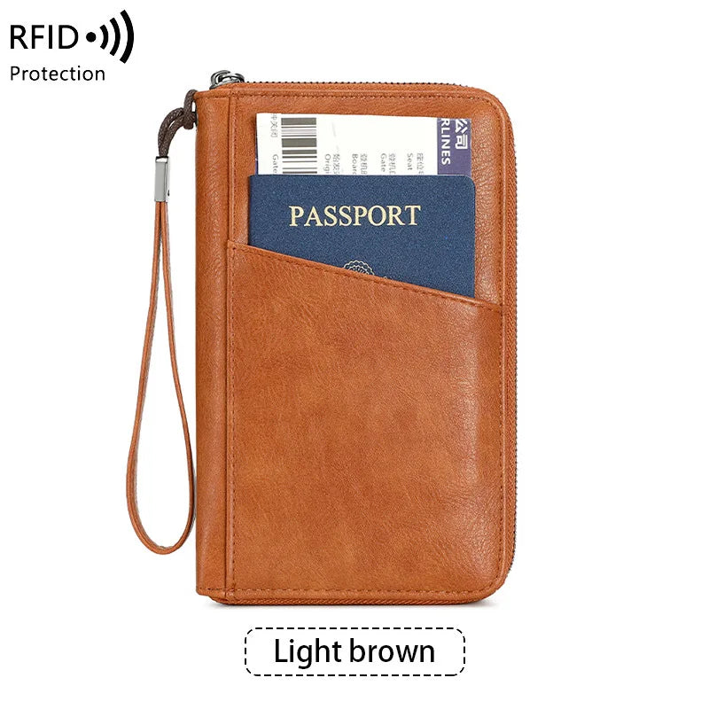 Travel Passport Wallet - RFID Anti-Theft PU Leather Organizer for Men & Women