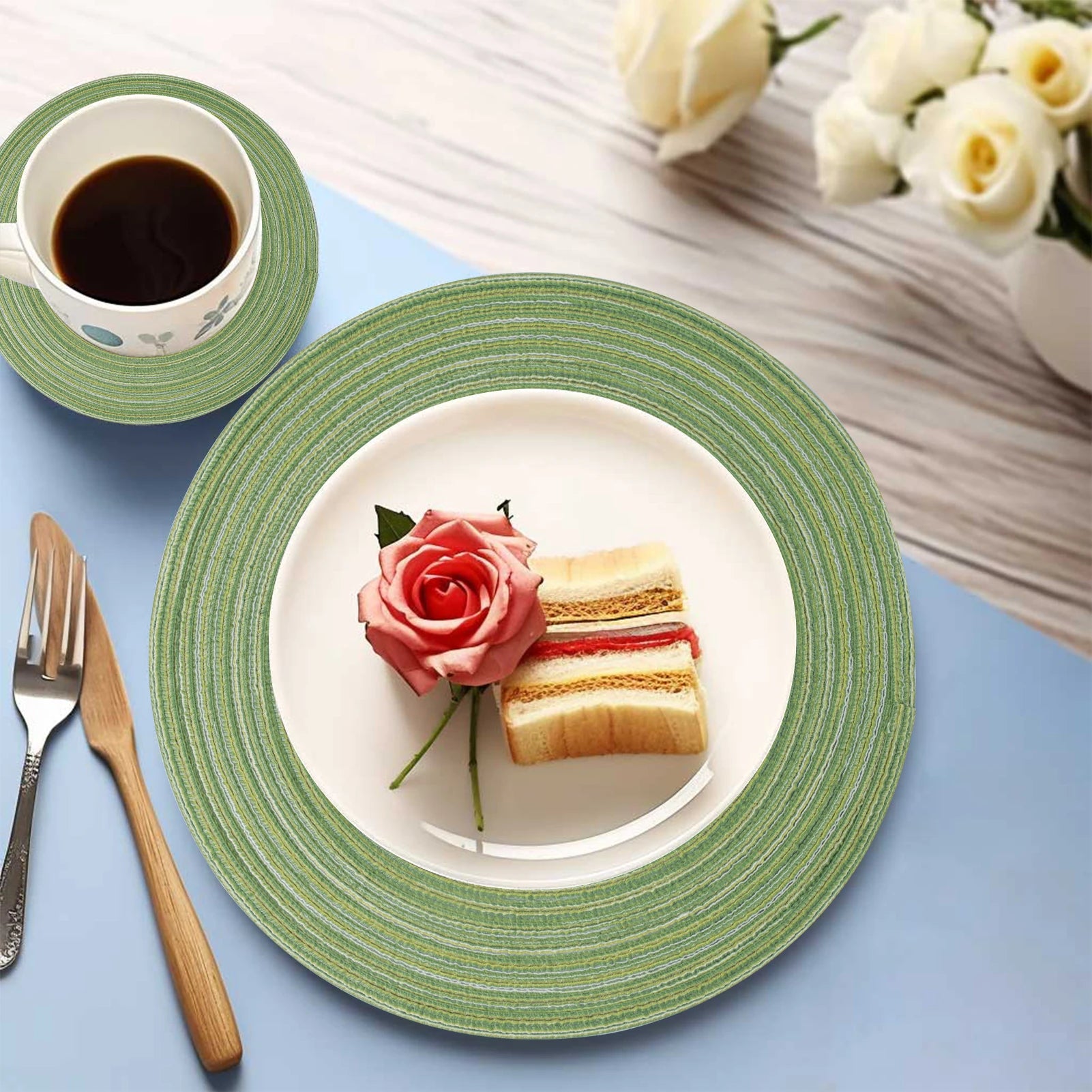 Elegant Braided Placemats & Coasters Set - 12-Piece Dining Table Protection