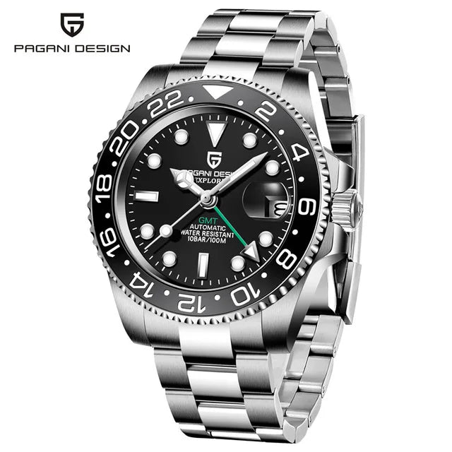 PAGANI DESIGN PD-1662 Luxury GMT Mechanical Watch - Sapphire, Steel, 100M Waterproof