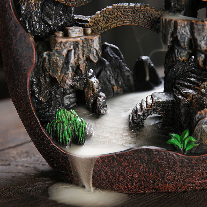 Smoke Waterfall Backflow Incense Burner - Mountain River Decor