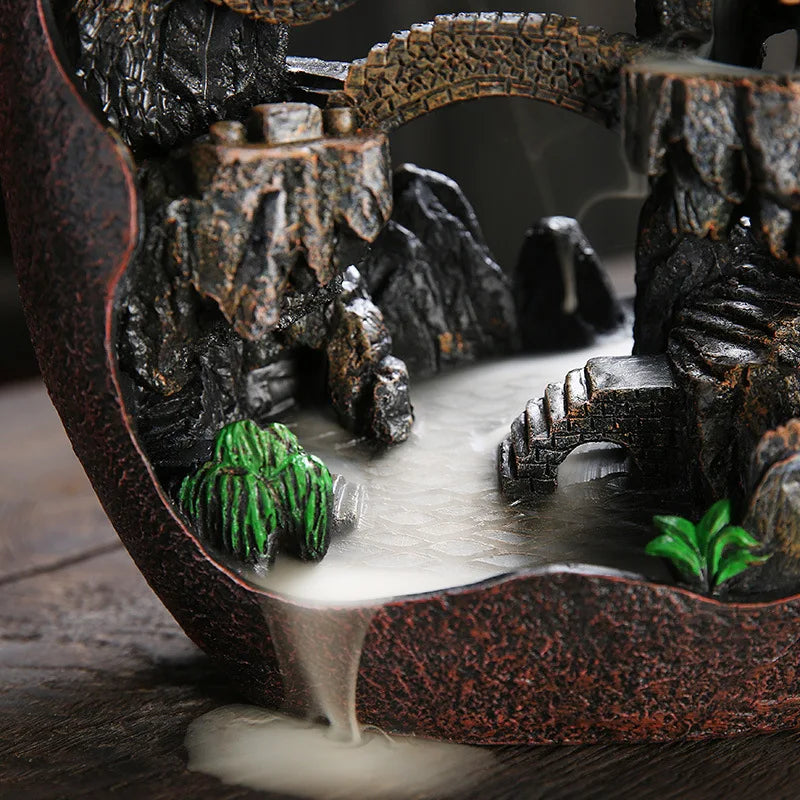 Smoke Waterfall Backflow Incense Burner - Mountain River Decor