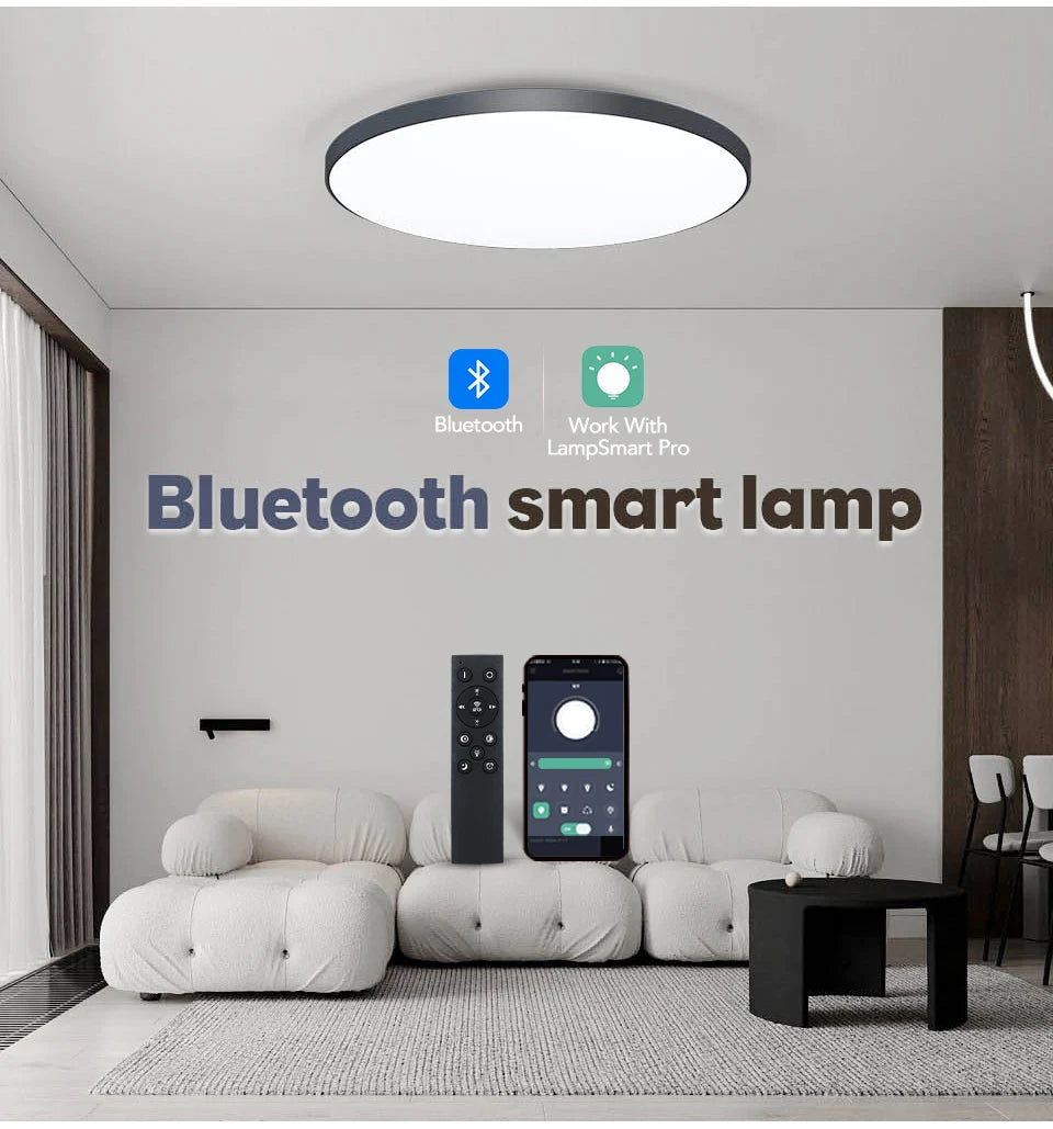 Modern Smart Dimmable LED Ceiling Light with App & Remote Control