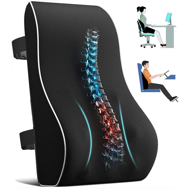 Car Seat & Office Chair Lumbar Support - Premium Memory Foam Cushion