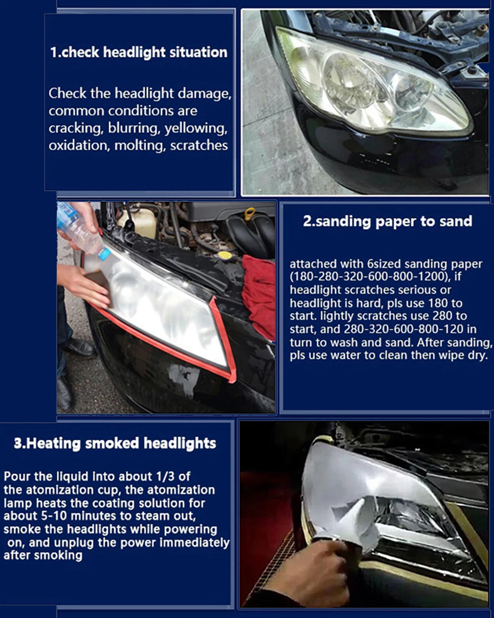 Car Headlight Restoration Kit - Repair & Polish Anti-Scratch
