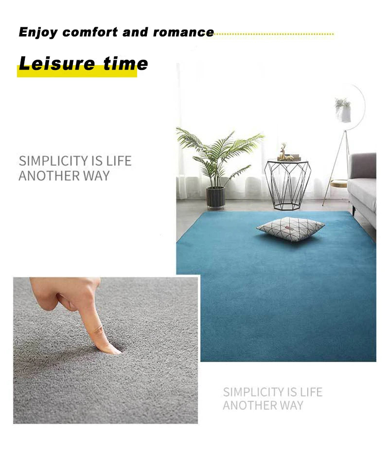 VIKAMA Modern Coral Velvet Carpet - Soft Non-Slip Living Room & Bedroom Mat