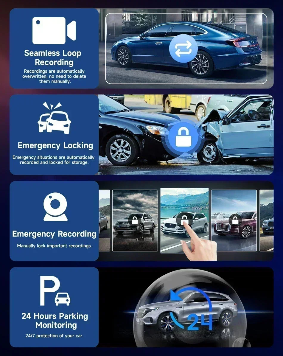 Srnubi 10.26" 4K Dash Cam with CarPlay, Android Auto & GPS