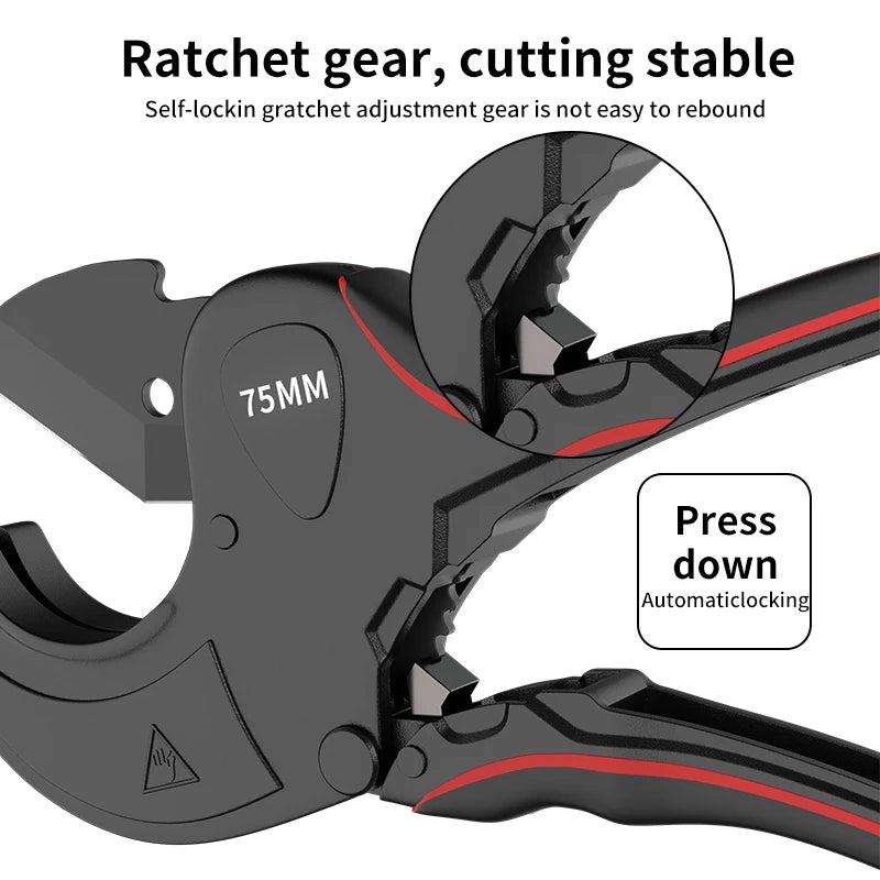 Pipe Cutter 32-75mm - Aluminum Alloy Body Ratchet Tube Cutter