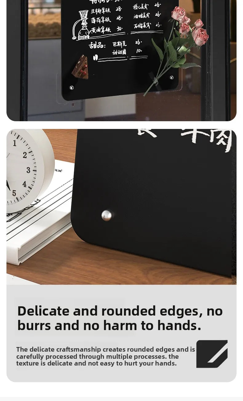 Desktop Magnetic Whiteboard & Blackboard for Cafe & Office Display