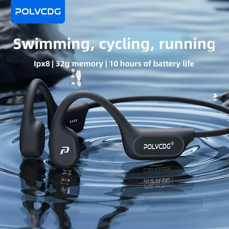 POLVCDG X9 Bone Conduction Headphones - 32GB IPX8 Waterproof