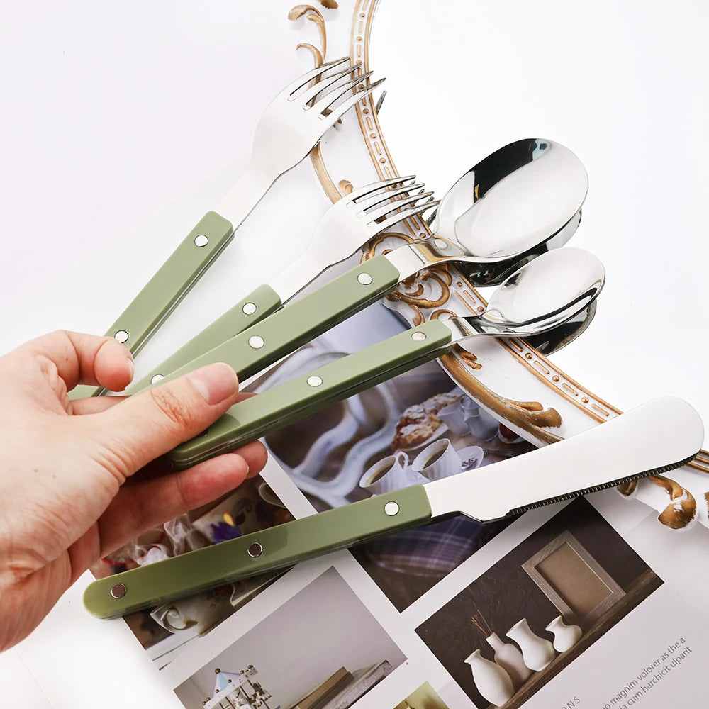 Elegant Beige Silver Cutlery Set | Premium Dining Tableware