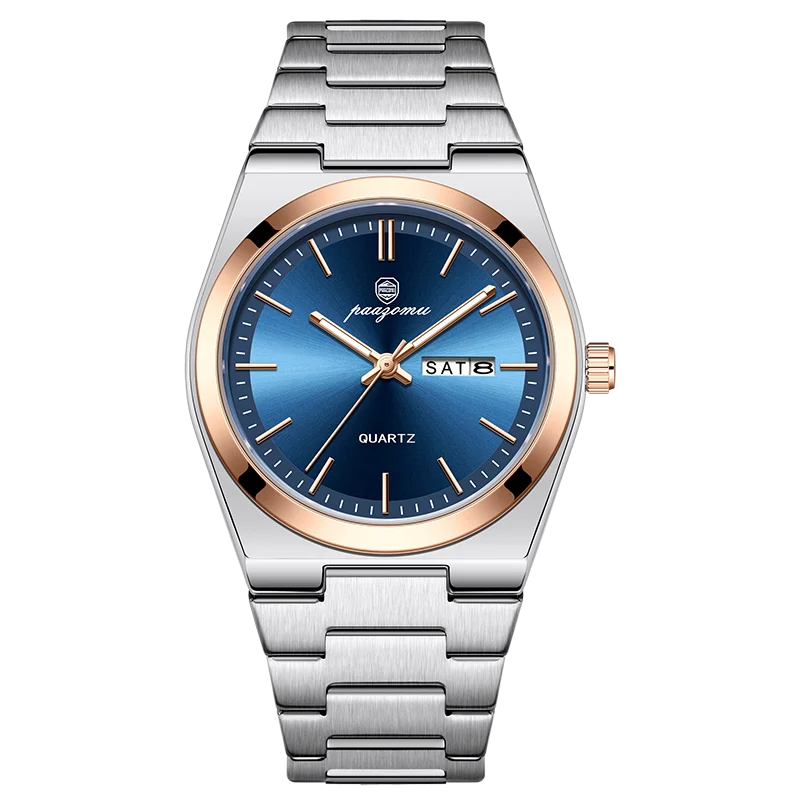 PAAZOMU Men's Chronograph Watch - Waterproof Stainless Steel Luminous Quartz