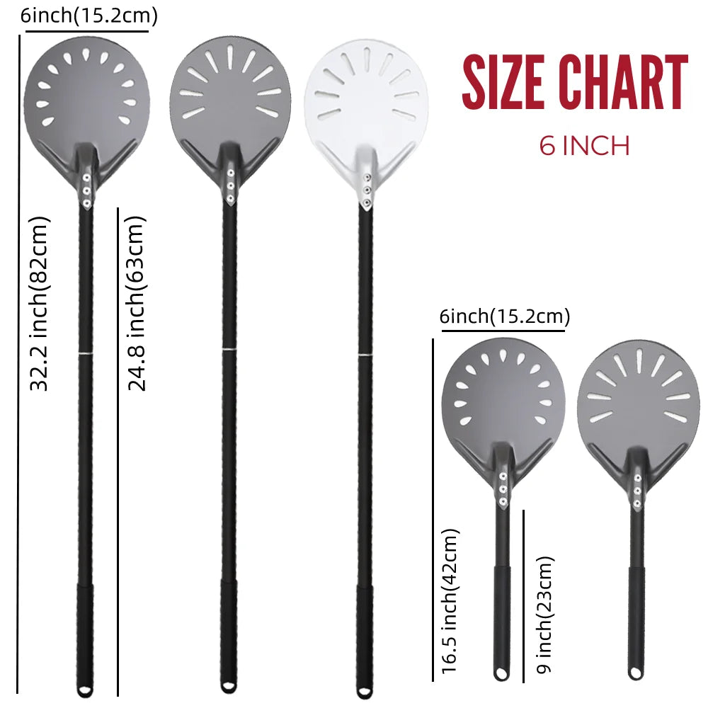 6-14 Inch Hard Anodized Aluminum Pizza Peel – Durable Oven Spatula & Bread Paddle