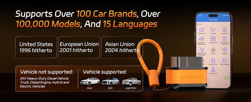 2026 KONNWEI KW905 OBD2 Scanner Bluetooth 5.0 Car Diagnostic Tool