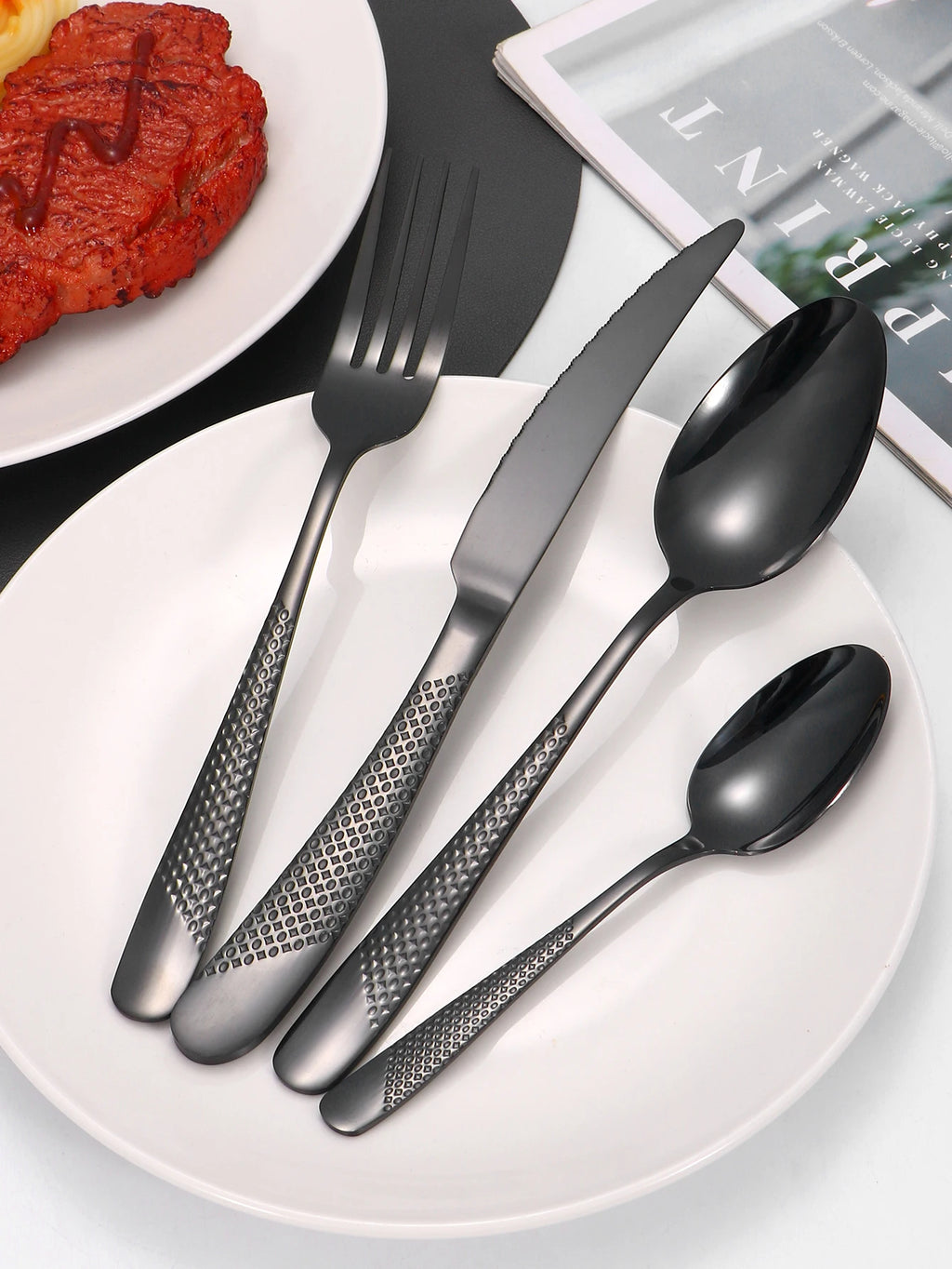 Vabena 24-Piece Stainless Steel Star Cutlery Set | Premium Elegant Dining Tableware