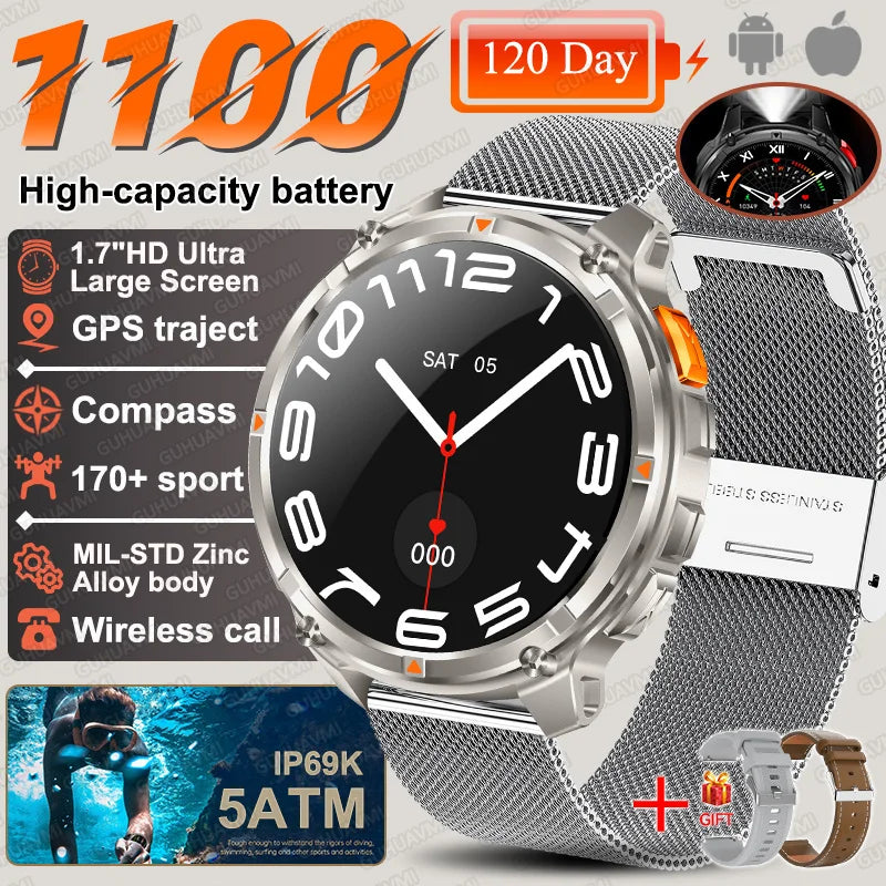 T-Rex3 Pro Smartwatch | 1100mAh Battery, GPS, 5ATM Waterproof, Military-Grade
