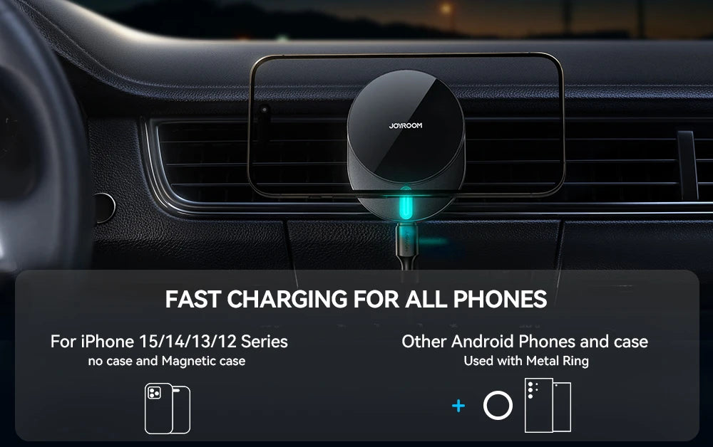 Joyroom 15W Magnetic Wireless Car Charger Mount for iPhone 16/15/14/13 Series