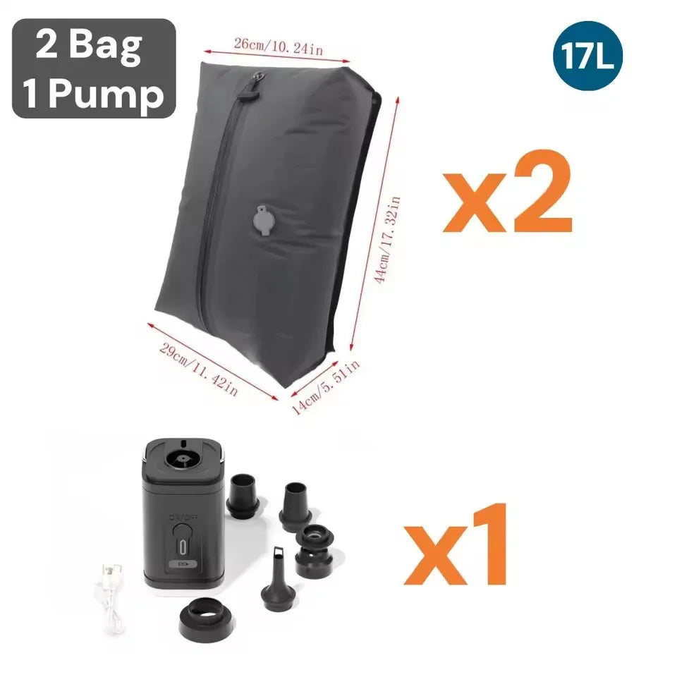 17L Vacuum Compression Bag with Pump - Reusable Travel Storage