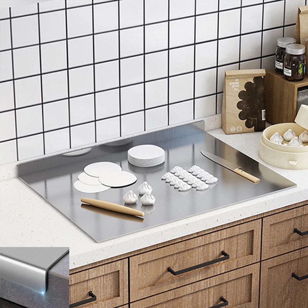 L-Shaped Stainless Steel Chopping Board - Large, Double-Sided Kitchen Tool